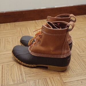 L.L.bean 10M Brown Leather & Black Rubber Duck Boots Bean Boots
